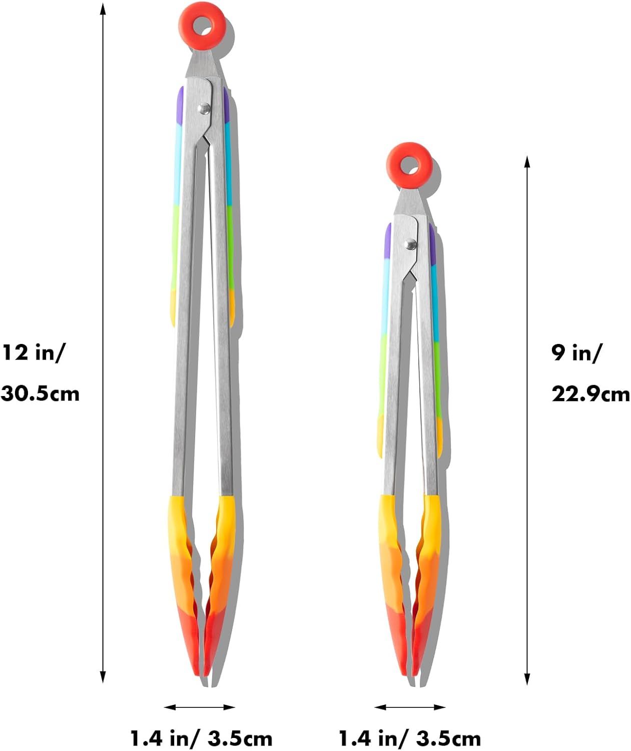 Silicone Whisk & Rainbow Tongs Set, Heat-Resistant Kitchen Tools for Cooking and Serving V1258-DP02-C-659