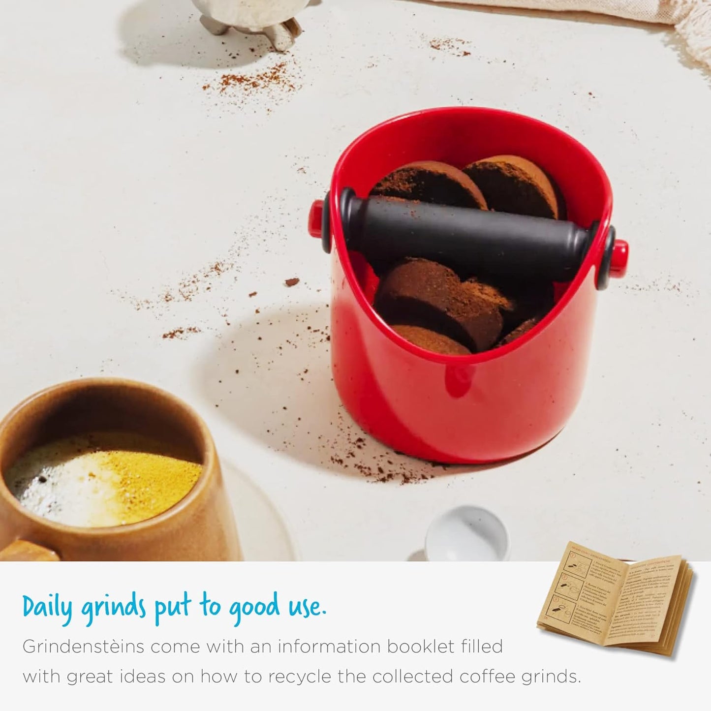 Grindenstein Sturdy, Compact, Modern Space-Saving Espresso Coffee Grind Knock Box - Black V1258-DP02-C-661