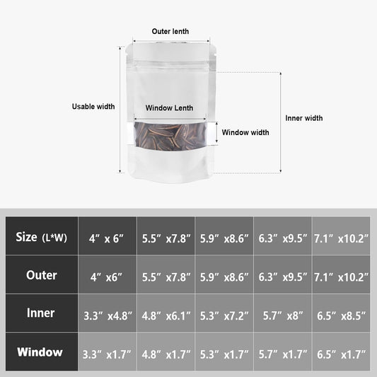120pcs Mylar Bags for Food Storage+120pcs Holographic Packaging Bags(white) V1258-DP02-C-715