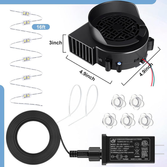Landhoow Christmas Inflatable Replacement Fan Blower 12v 1.5a Air Blower Fan for Inflatables with 6 Adapter V1258-DP02-C-754
