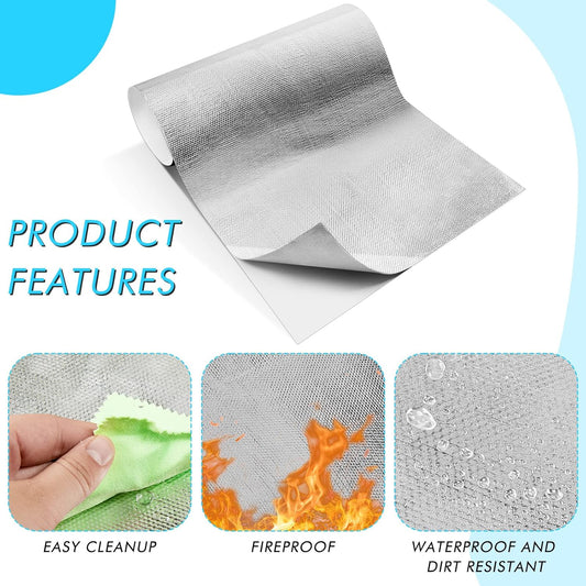 Amylove 1 Pcs 24'' x 48'' Aluminized Heat Shield Thermal Barrier Adhesive Backed Heat Blanket Wrap Fiberglass V1258-DP02-C-764