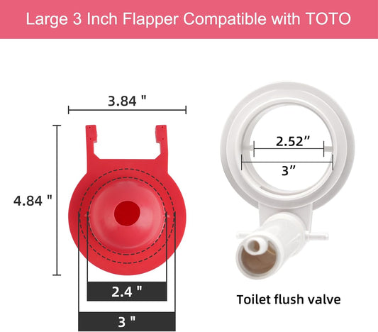 2 Pack Large 3-Inch Toilet Flapper Replacement Compatible with TOTO flapper Model G-Max, THU138S, THU175S and V1258-DP02-C-801