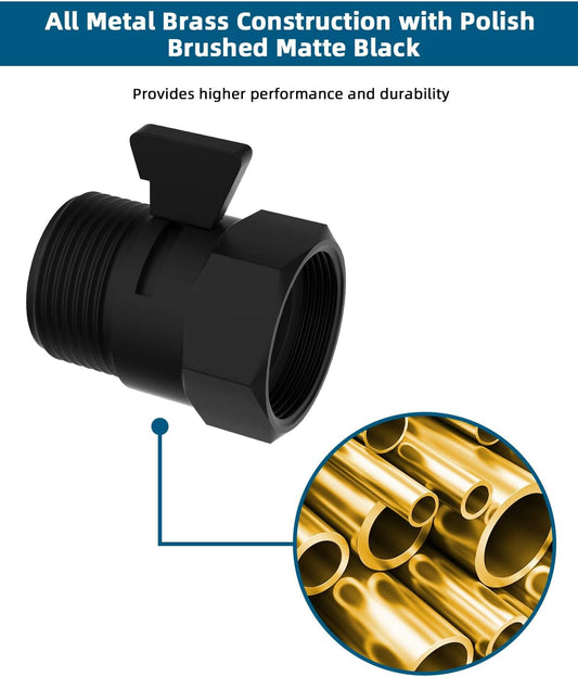 All Metal Shower Head Flow Control Valve, G1/2 Brass Shut-off Valve with Metal Handle Lever, with 90 Inch V1258-DP02-C-813