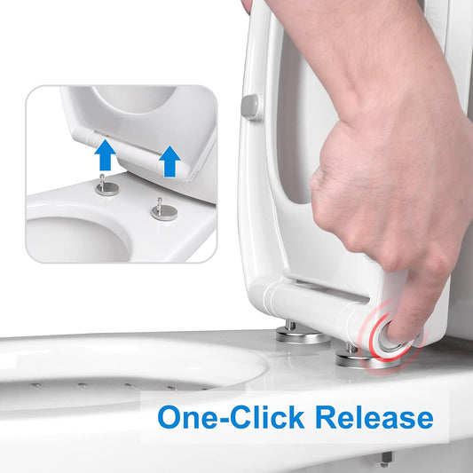 Premium Elongated Toilet Seat with Bidet T Adapter, Metal T Valve for Bidet(7/8" x 7/8" x 3/8") V1258-DP02-C-836