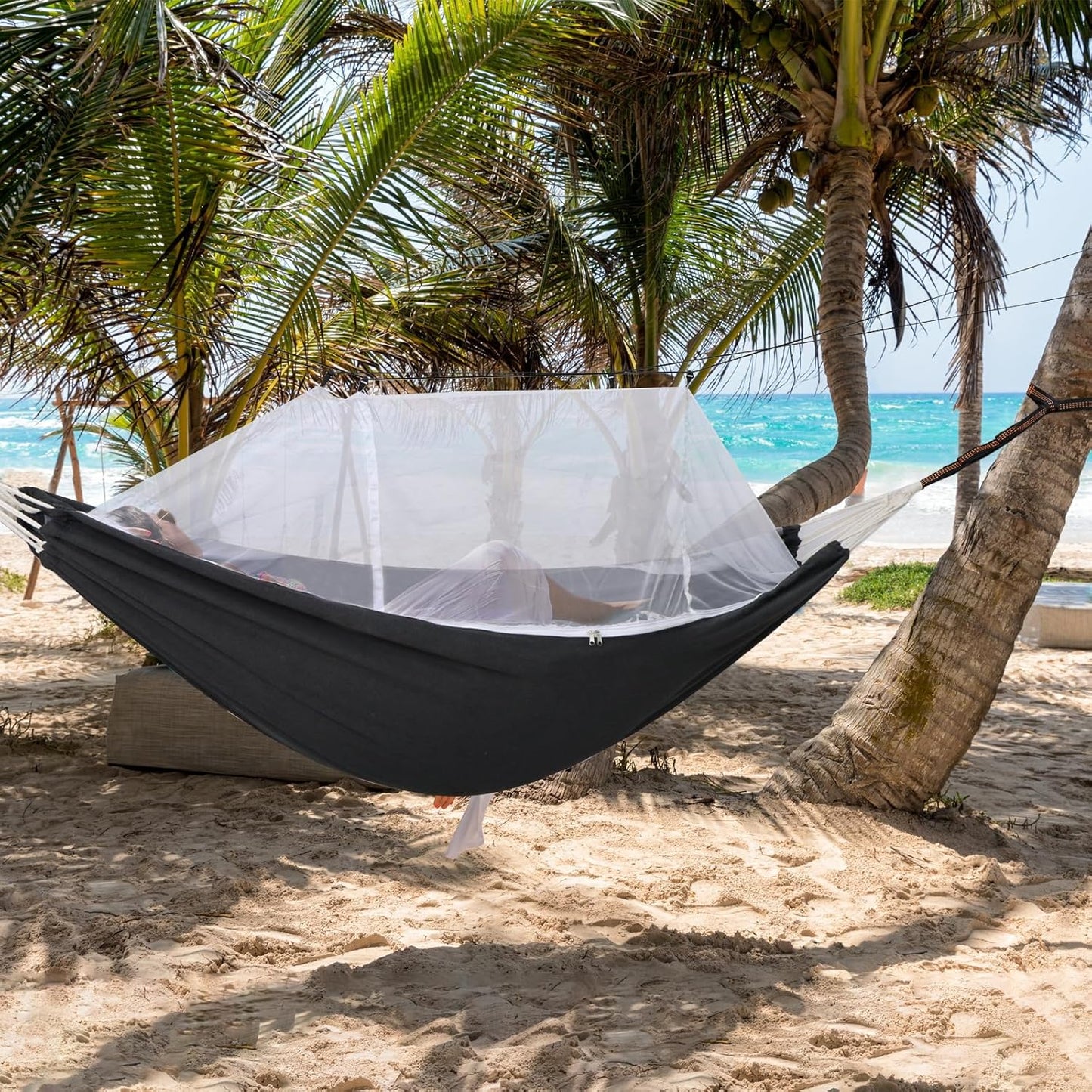 Camping Hammock with Mosquito Netting and Tree Straps - Sturdy Up to 450lbs for Outdoor, Backyard, V1258-DP02-C-932