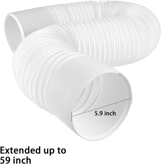 Air Conditioner Exhaust Vent Hose - 5.9" Diameter, 59" Length, Angooni Universal Counter-Clockwise Thread Air V1258-DP02-C-96