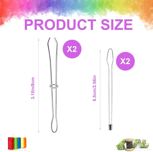 4 Pcs Bodkin Drawstring Threaders,Metal Drawstring Threader Tweezers Easy Quick Insert Drawstring DIY Rope V1258-DP02-D-100