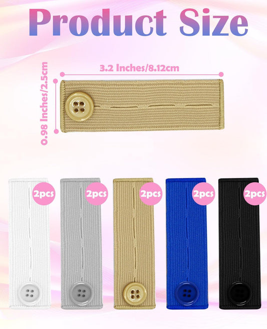 10Pcs Button Extenders for Jeans,Waistband Extenders for Women Men Pants Elastic Band Pants Button Extender V1258-DP02-D-115