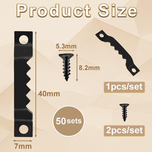 50 Sets Sawtooth Picture Hanger, Picture Frame Hangers with Screws for Photos Canvas Clock Wood Frame V1258-DP02-D-13