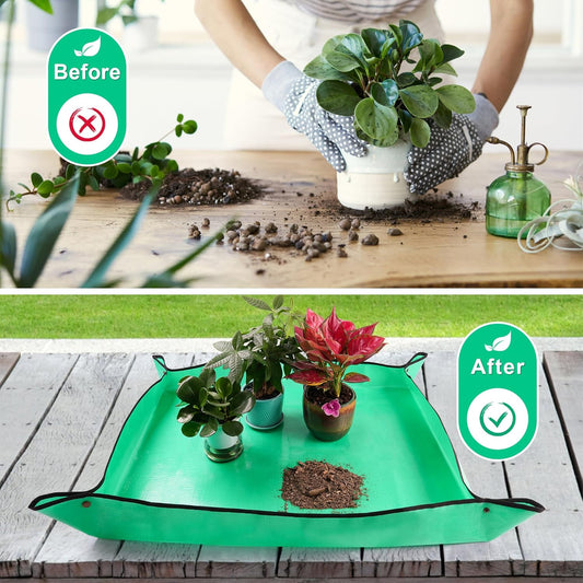 HOOSUN Repotting Mat for Indoor Plants,Portable Foldable Transplanting Potting Soil Tray,39.5"X31.5" V1258-DP02-D-139