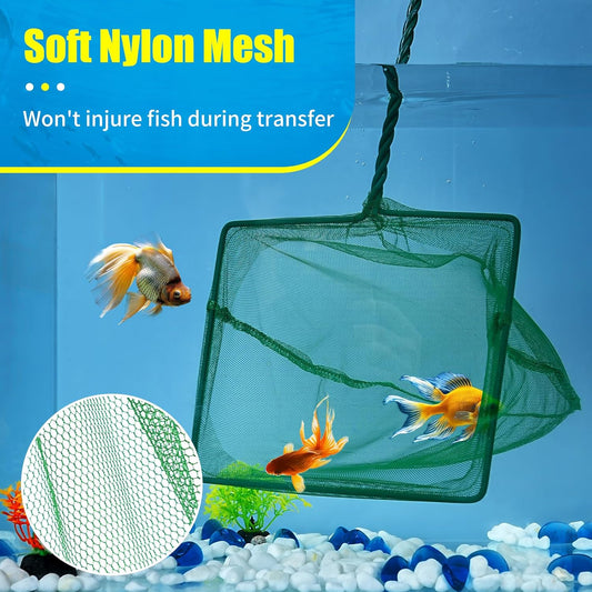 8 Inch Aquarium Fish Net, Wastes Skimming Cleaning Tool with Firm Handle for Fish Tanks Small Ponds V1258-DP02-D-175