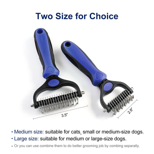 Grooming Rake for Dogs & Cats, Double-Sided Deshedding Brh, Extra-Wide Dematting Tool, Slicker Comb for V1258-DP02-D-210