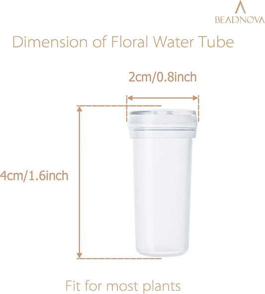 Floral Water Tubes 1.6 Inch Plastic Water Tubes for Floral Flower Vials with Caps for Flower Arrangement V1258-DP02-D-266