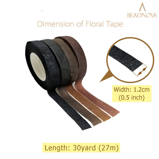 Floral Tape 1/2inch Mix Brown Black Flower Tape for Bouquets Floral Arranging Stem Wrap Craft (4 Colors Mix, V1258-DP02-D-299