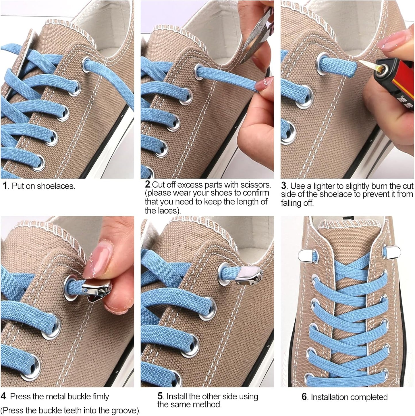Elastic Shoe Laces for Sneakers, No Tie Shoelaces for Adults and Kids, Flat Tieless Shoe strings V1258-DP02-D-315