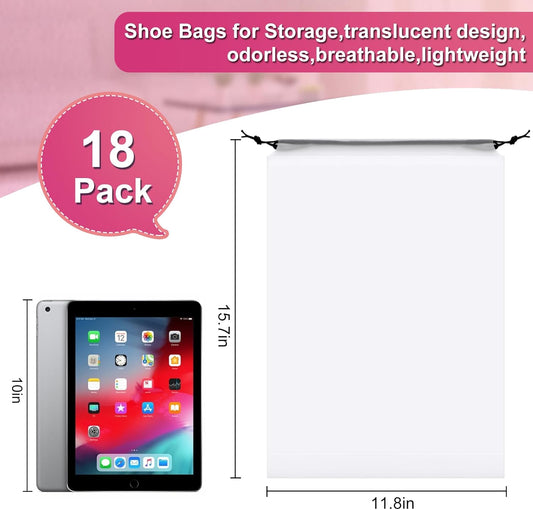 18 Pack Shoe Bags - 11.8in x 15.7in, Storage Bags for Packing, Travel Essentials for Men and Women V1258-DP02-D-326