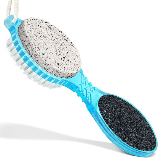 (4 in 1) Pedicure Paddle Kit Tool with Pumice Stone for Feet, Foot Hand Toe Nail Cleaning Brush, Metal File V1258-DP02-D-346