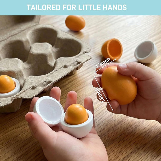 6PCS Play Food Sets for Kids Kitchen,Play Kitchen Accessories Wooden Egg Toy Food Grocery Store Pretend for V1258-DP02-D-361
