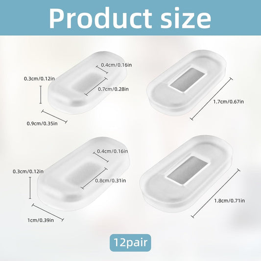 12PCS Soft Eyeglass Nose Pads Cover, Silicone Eyeglass Nose Pads Glasses Repair Kit, 3.35x0.67 Inch Anti-Slip V1258-DP02-D-394