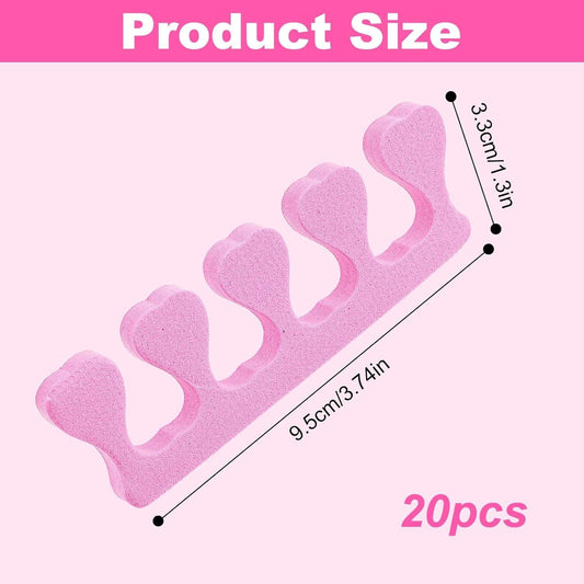 20 Pack Sponge Toe Separators, Toe Separators Set/Soft Foam Toe Separator, Flexible Toe Spacers for Pedicures V1258-DP02-D-403