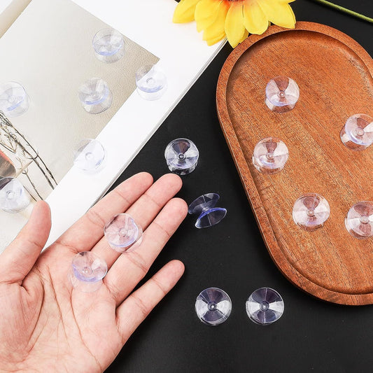 24PCS 20mm Double Sided Suction Cups, Clear Silicone Bumpers Small Suction Cups, Clear Plastic Sucker V1258-DP02-D-413
