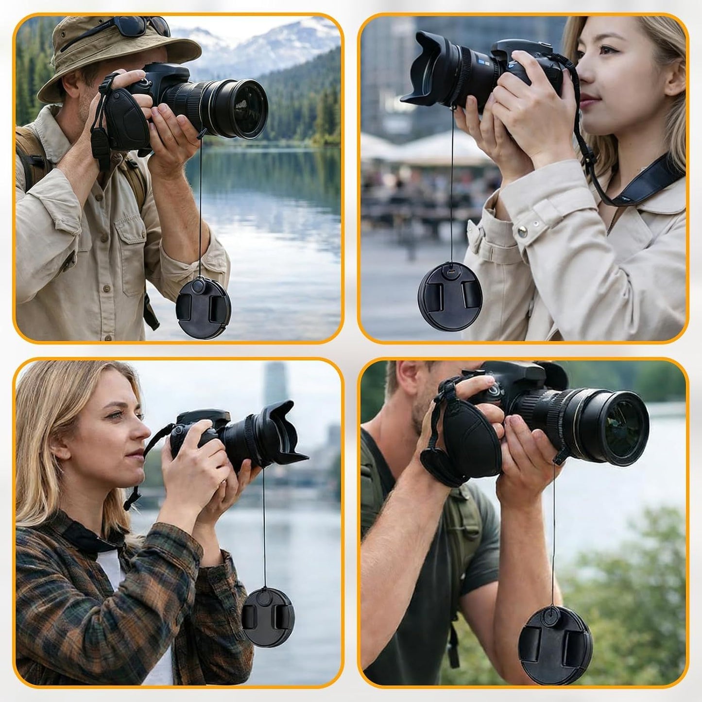 5PCS Camera Lens Cap Tether, Universal Lens Cap Leash & Keeper/Elastic String Holder Compatible with DSLR V1258-DP02-D-420