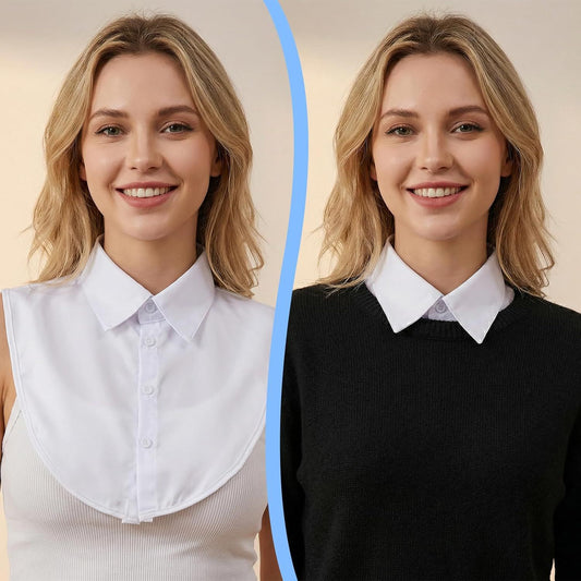 White Fake Collar for Women, Detachable Dickey Collar, Faux Collars Blouse Half Shirt Collars Tops for Daily V1258-DP02-D-474