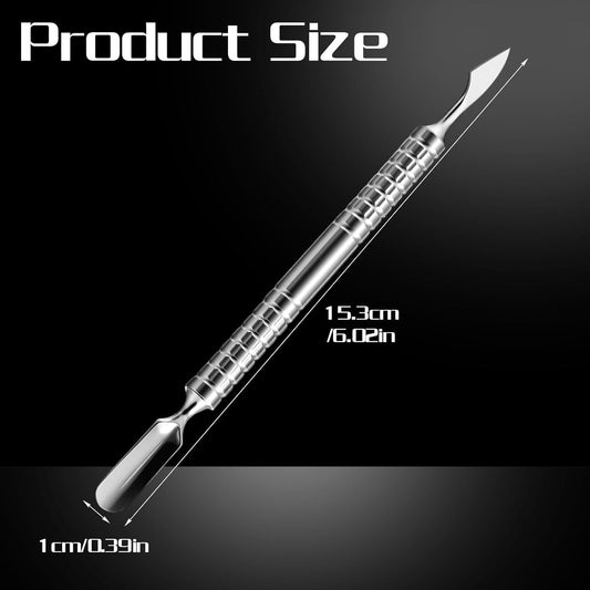 Dual Head Nail Cuticle Pusher Tool, Nail Scraper Stainless Steel Curved & Chisel Edge for Women Home Manicure V1258-DP02-D-483