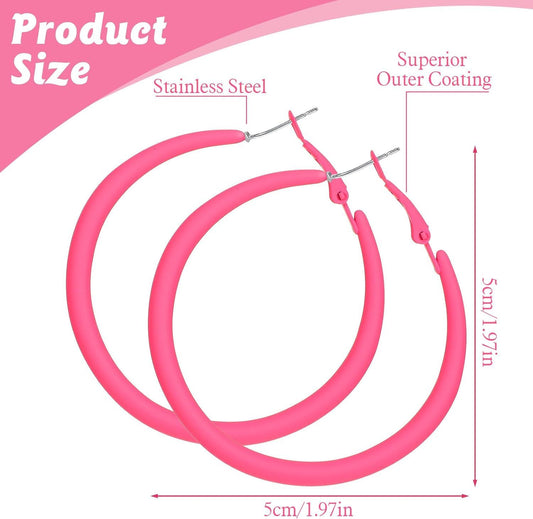Neon Hoop Earrings for Women, 80s 90s Hoop Earring Big Earrings Retro Neon Earring for Party Outfits Y2k V1258-DP02-D-487