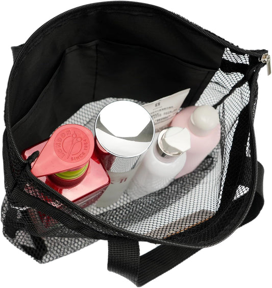 Mesh Shower Caddy Bag Portable Hanging Toiletry and Bath Organizer with Zipper for Travel, Gym, Camping, V1258-DP02-D-508