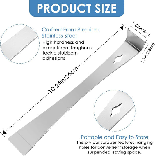 Pry Bar Scraper,10" Stainless Steel Pry Bar for Prying,Pulling,Lifting,Scraping V1258-DP02-D-524