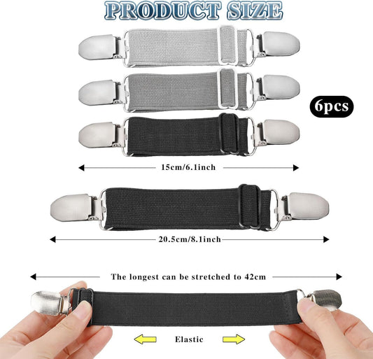 6 Pcs Adjustable Hip Elastic Belt, Elastic Band for Sewing Pant Waist Tightener Pant Belt Clip Women Men Back V1258-DP02-D-575