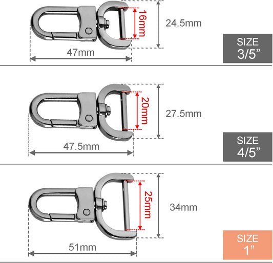 6 Pack 1 Inch Detachable Snap Hook Swivel Clasp, Metal Lobster Claw Clips Clasp with Screwdriver for V1258-DP02-D-58