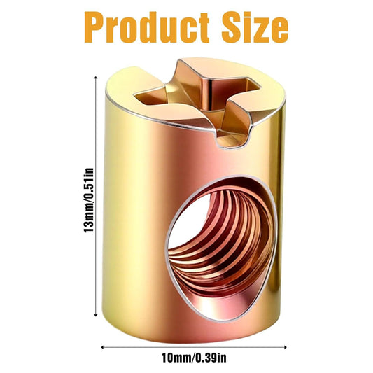 10 PCS M6 Barrel Nut, Slotted Barrel Cross Dowel Nut, Replacement Cross Dowels Barrel Nuts for Furniture Bed V1258-DP02-D-598