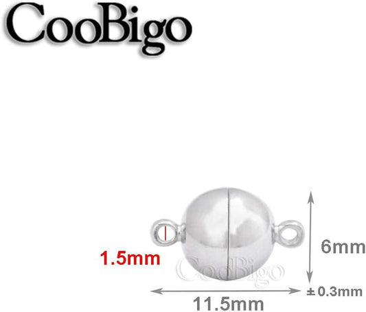20 Pack Dia.6mm Magnetic Clasps Round Balls Leather Bracelet Necklace Paracord Fashion Jewelry DIY V1258-DP02-D-60