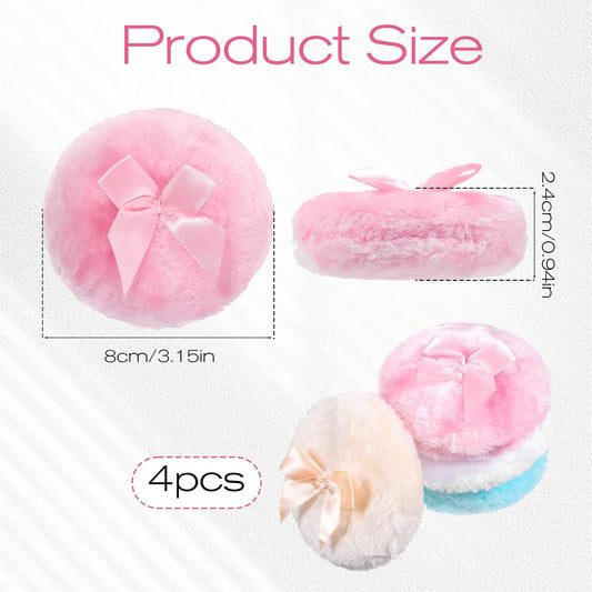 4 PCS Large Fluffy Body Powder Puff, Soft Powder Puff for Body Face, 4 Colors Washable Reusable Makeup Puffs V1258-DP02-D-605