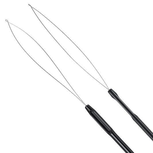 10 Pieces Hair Extension Loop Needle Threader Pulling Hook Tool and Bead Device Tool Black Loop Threader for V1258-DP02-D-625