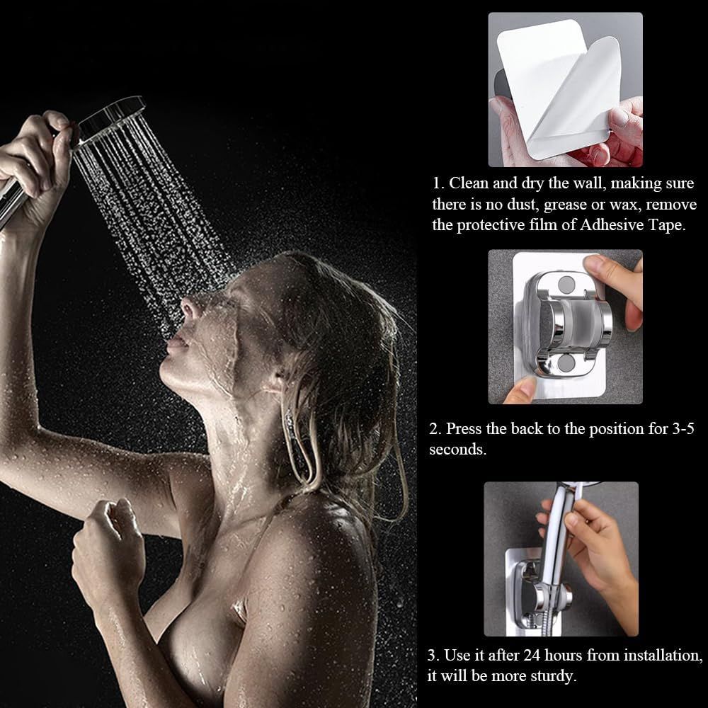 Shower Head Holder Shower Wand Holder Wall Mount Adhesive Adjustable Handheld Shower Holder No Drilling V1258-DP02-D-637