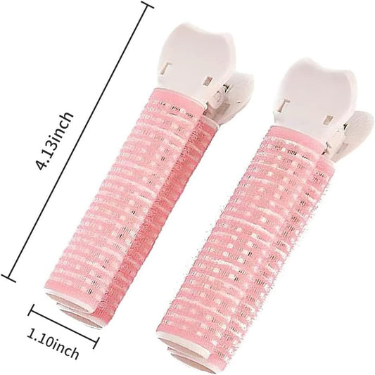 4 Pcs Pink Hair Rollers with Clip, Volumizing Hair Root Clips Bangs Curler DIY Hair Styling Accessories Hair V1258-DP02-D-645