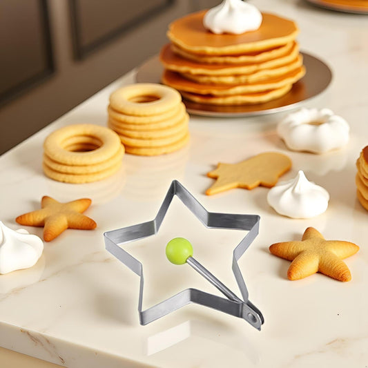 Star Egg Mold Shaper - Non Stick Pancake Deep Egg, Stainless Steel Frying Egg Rings, Mould Cookies Maker V1258-DP02-D-646