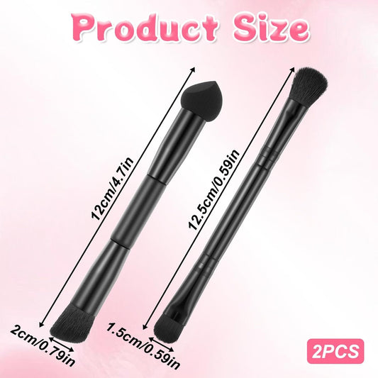 2 Pcs Dual Ended Hairline Brushes, Hairline Concealer Brush Set with Sponge Tip and Soft Bristles for V1258-DP02-D-666