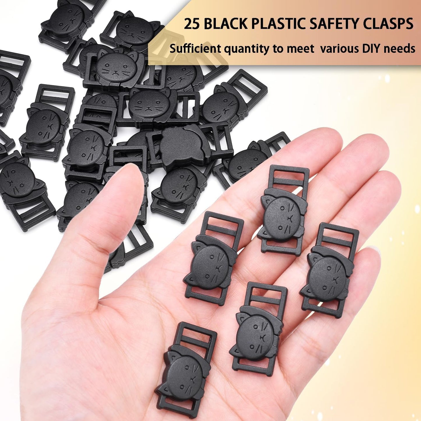 25Pack 3/8" Cat Collar Breakaway Clasps Accessories Plastic Adjustable Buckle Small Pet Supplies for Kitten V1258-DP02-D-73