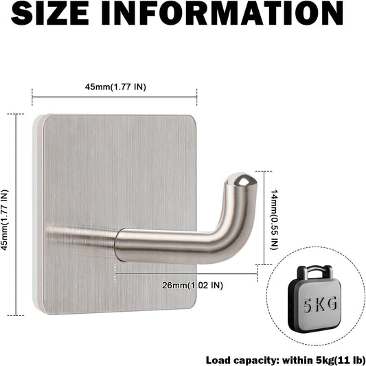 Livabber Adhesive Towel Hooks, 304 Stainless Steel Self Sticky Wall Hooks Waterproof Shower Hooks for V1258-DP02-D-83