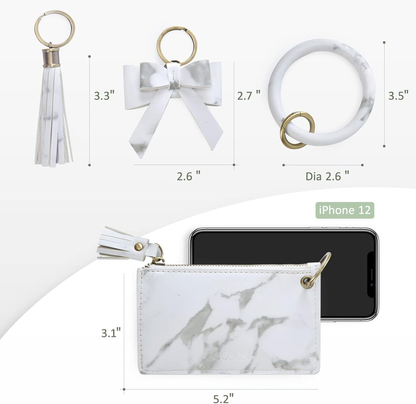 ECOSUSI Wristlet Keychain Key Ring Wallet Bracelets Card Holder Purse with Tassel V1258-DP02-E-1