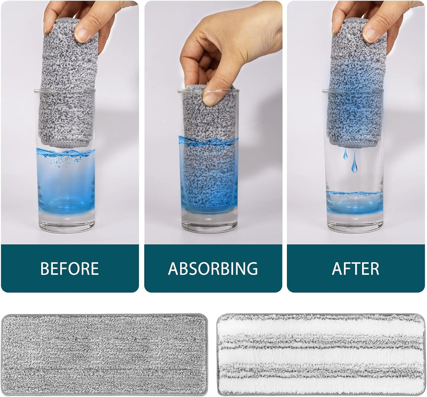 4 Pack Mop Replacement Pads Compatible with Joymoop Flat Mop or Mop Bucket Set - Microfiber Flat Mop Pads for V1258-DP02-E-149