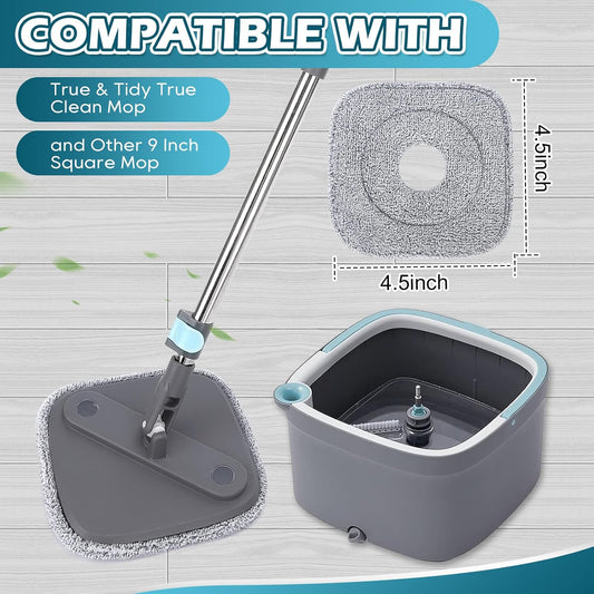 Square Microfiber Mop Pads Compatible with True & Tidy True Spin Mop - Mop Replacement Pads for Square Spin V1258-DP02-E-152