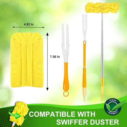 Reusable Duster Refill Compitable with Swiffer Duster - Washable Heavy Duty Dusters Refills 360 for Swiffer V1258-DP02-E-153