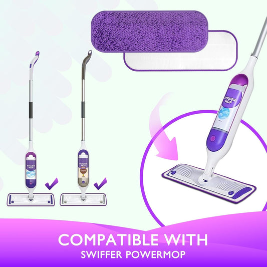 Reusable Power Mop Refill Pads for Swiffer Power Mop Starter Kit - Swifter Powermop Pads Refills - V1258-DP02-E-155