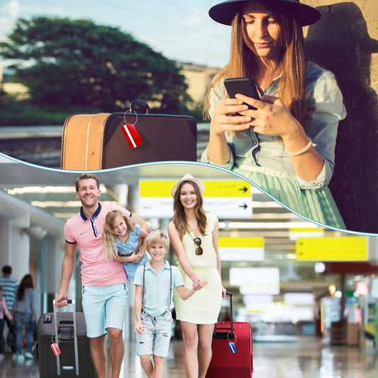 6 Pack Aluminum Luggage Tags for Suitcases with Name ID Card, Durable Luggage Name Tags Identifier, Travel V1258-DP02-E-164