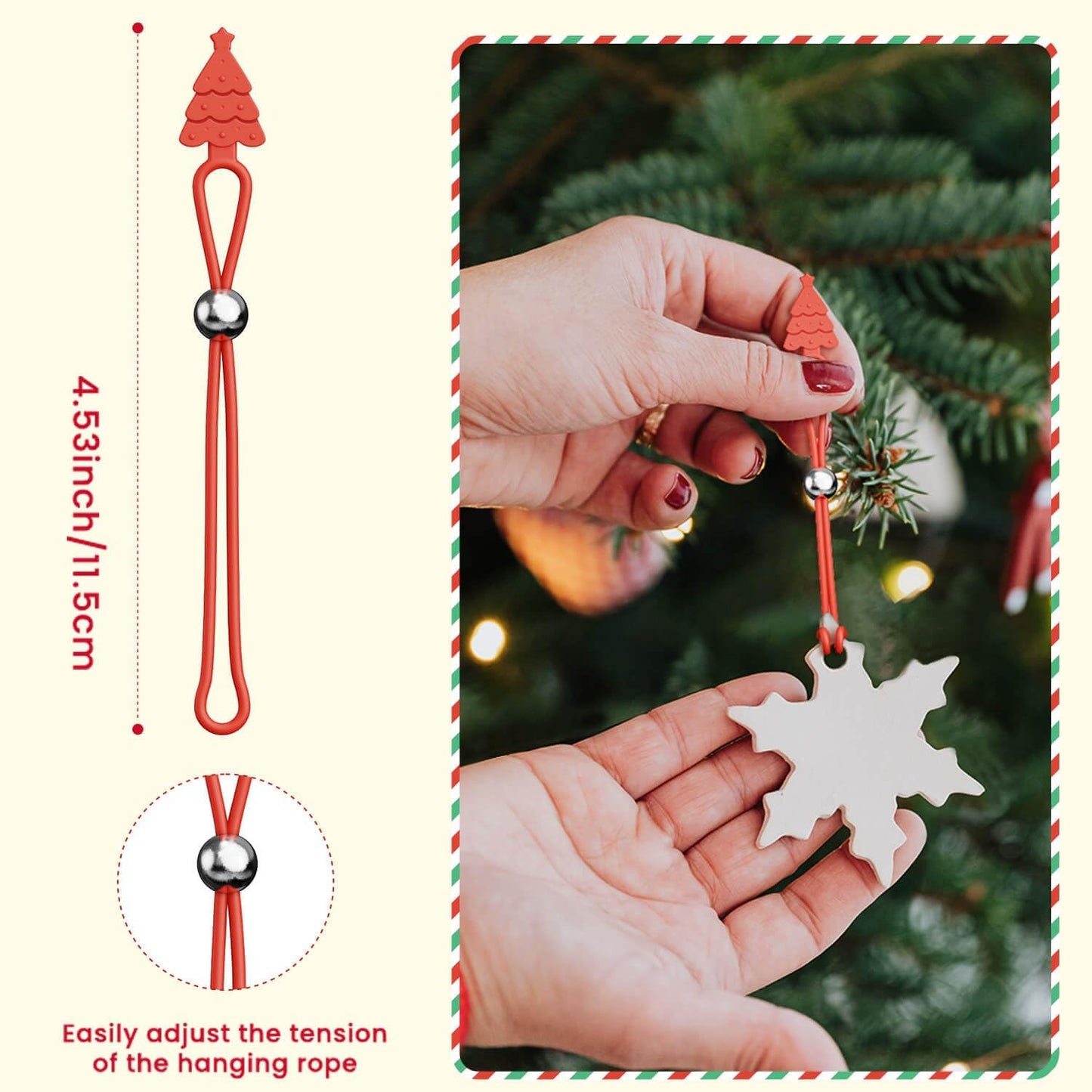 Christmas Ornament Hooks Green Tree Hanger - 20 PCS Reable Silicone Clips, Cable Ties, Cord Organizers for V1258-DP02-E-326